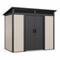 Abri de jardin en résine et métal beige et noir 190 x 120 x 200 cm avec double porte ventilée