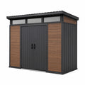 Structure en acier noir et marron effet bois 200 x 120 x 200 cm avec double porte