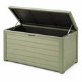 Coffre extérieur en résine effet bois vert sauge 119 x 62 x 63 cm avec couvercle assisté