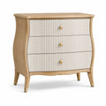 Commode classique 90 x 45 x 95 cm en bois naturel, blanc et doré à 3 tiroirs