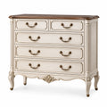 Style classique crème, marron et bronze à 5 tiroirs, 120 x 45 x 90 cm