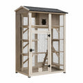 Enclos extérieur pour chat en bois et métal, 120 x 80 x 180 cm, Beige et Noir